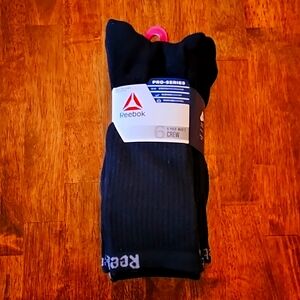 Reebok Pro-Serious 6-Pack Men's Black Crew Socks (Size 6-12.5)